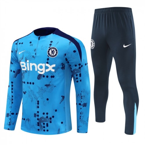 Chelsea Sweat de Treino zíper 2024-25 Azul Chelsea Sweat de Treino zíper 2024-25 Azul
